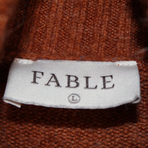 Fable rusty-copper brown cowl neck cropped sweater L - Picture 4 of 8